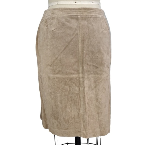 Ann Taylor 100% Suede Leather Pencil skirt size 10p - Picture 3 of 4